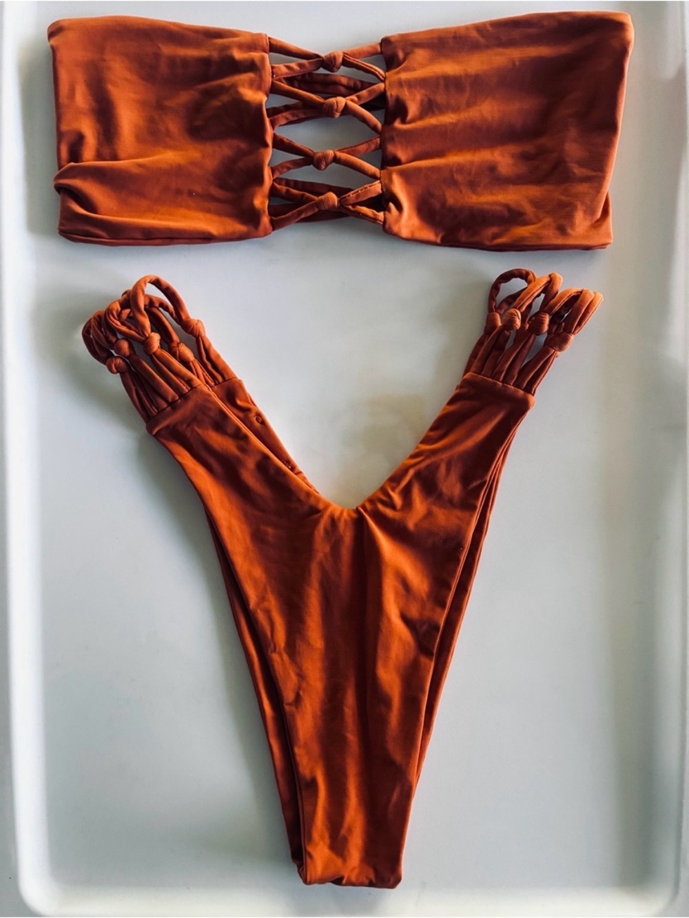 San Lorenzo Orange Strappy Bandeau Bikini - Picture 3 of 4